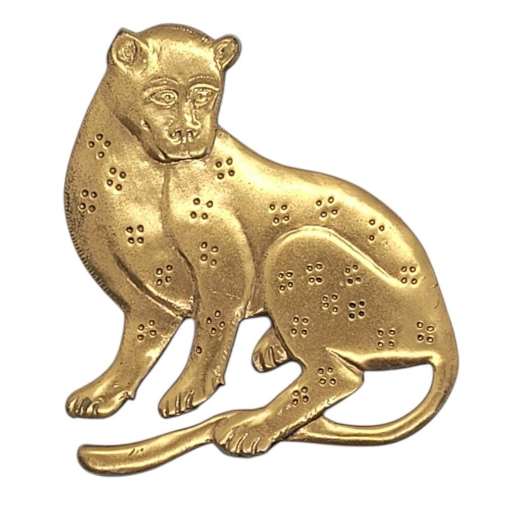 Metropolitan Museum of Art Leopard Brooch Gold Tone Statement Animal Pin Jewelry